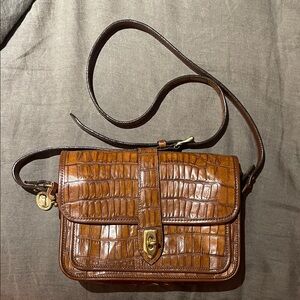 Vintage Dooney and Bourke Brown Crocodile Embossed Leather Bag